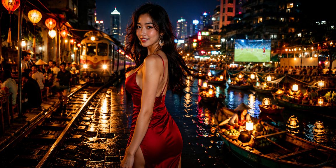 Người dùng Hà Nội tại chợ đêm kiểm tra kèo bóng đá trên điện thoại